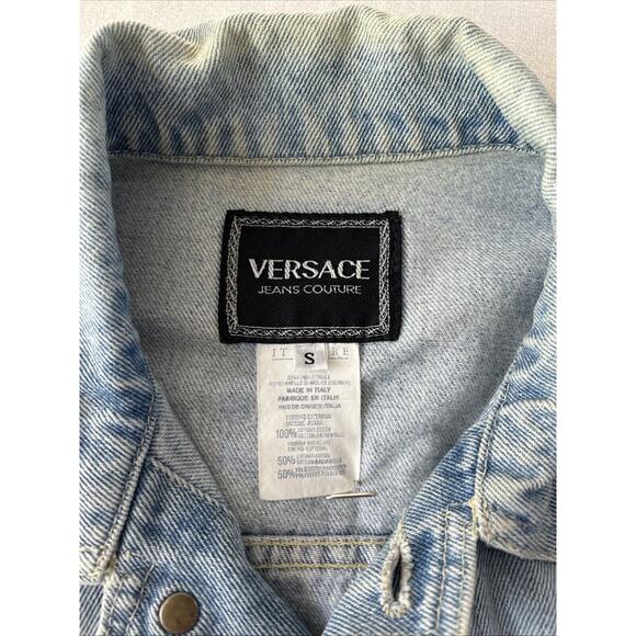 VTG Versace Denim Jacket Men Light Wash Sz Small Made in Italy y1973 Trucker 70s - Picture 8 of 12